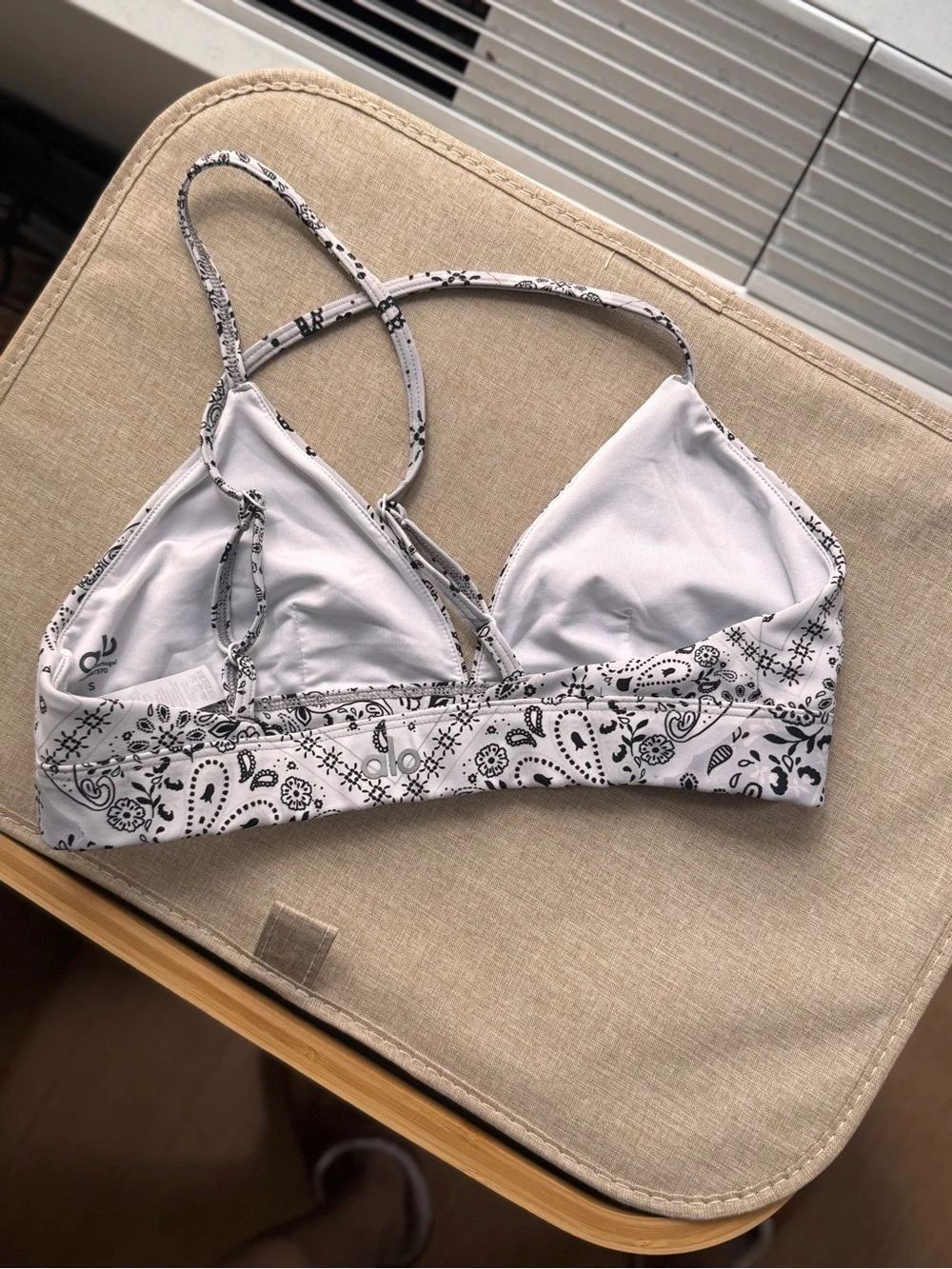 Alo Black & White Paisley Bra Top